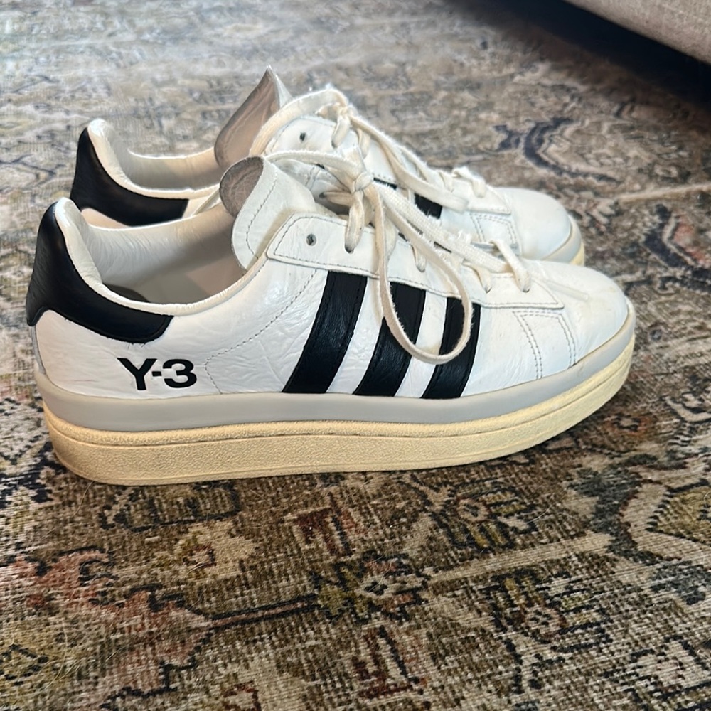 Adidas Y-3 Hicho Classic White and Black Leather Sneakers